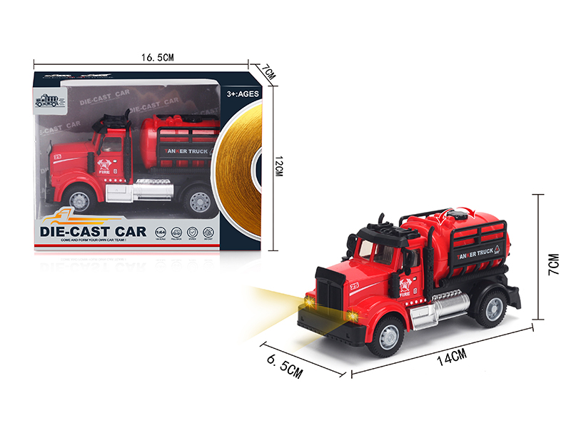 1:64 Pull Back American Alloy Water Tank Fire Truck Red