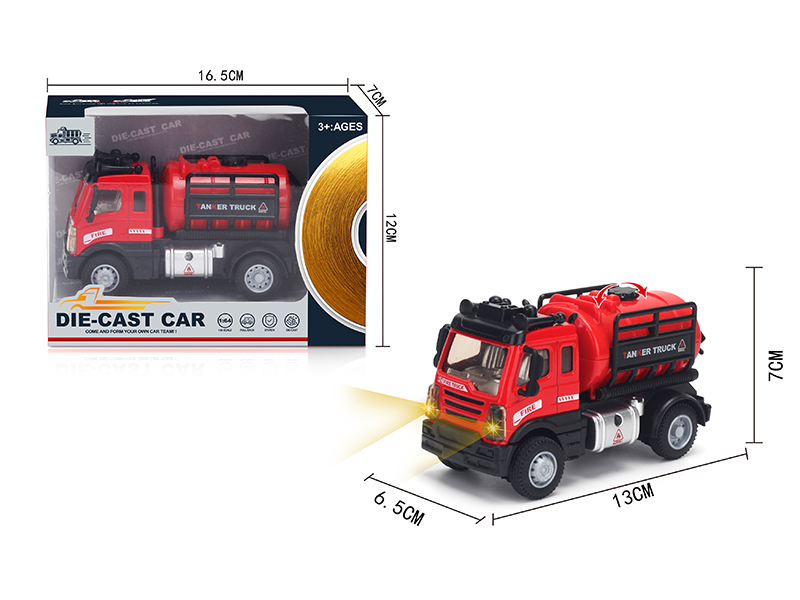 1:64 Pull Back European Alloy Water Tank Fire Truck Red