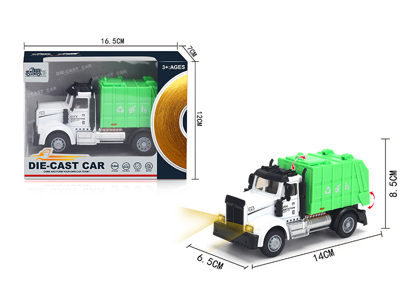 1:64 Pull Back American Alloy Sanitation Garbage Truck Green