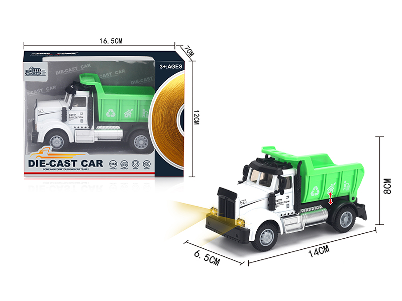 1:64 Pull Back American Alloy Sanitation Truck Green