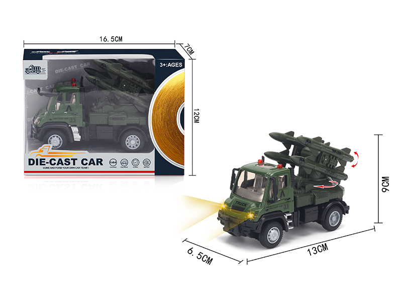 1:64 Pull Back German Alloy Military Missile Vehicle Military Green