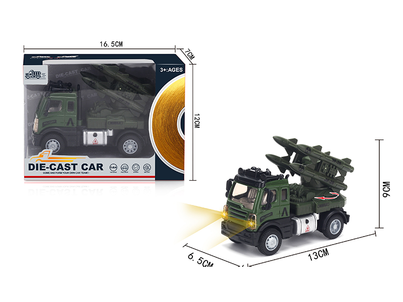 1:64 Pull Back European Alloy Military Missile Vehicle Military Green