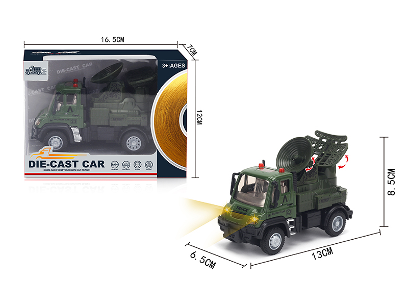 1:64 Pull Back German Alloy Military Radar Vehicle Military Green