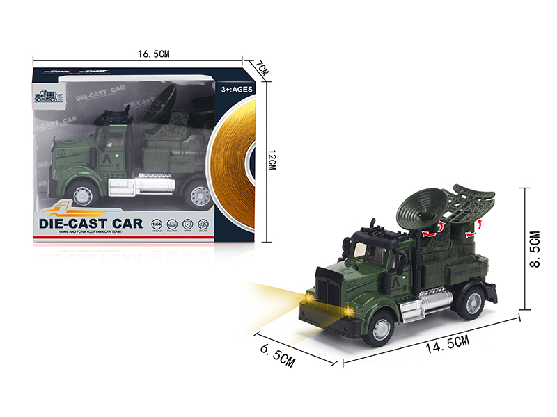 1:64 Pull Back American Alloy Military Radar Vehicle Military Green