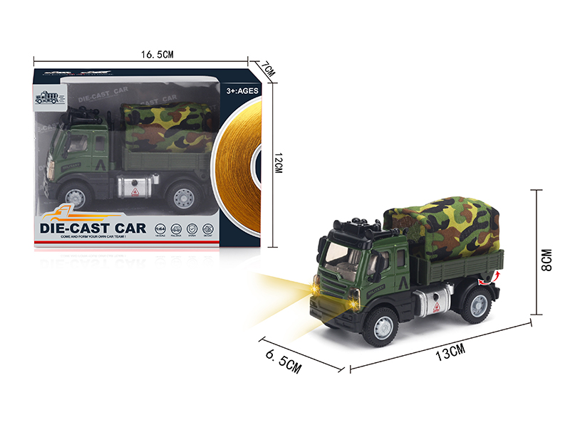 1:64 Pull Back European Alloy Transport Vehicle Military Green