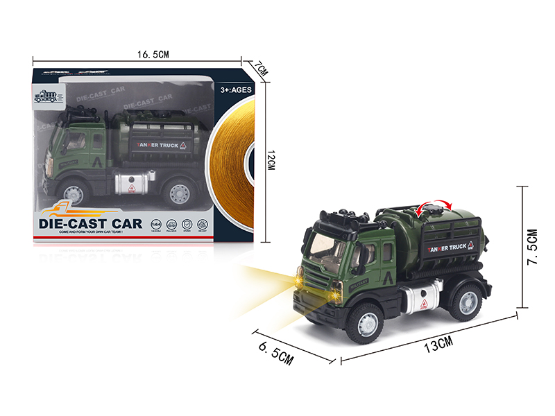 1:64 Pull Back European Alloy Military Tanker Military Green