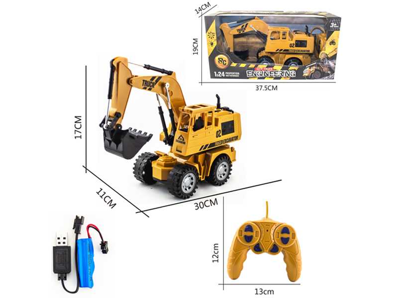 1:24 5Ch R/C 27Mhz Excavator Engineering Vehicle With Light (Including Electricity)