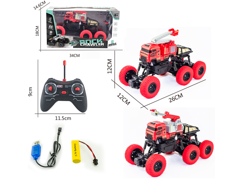 1:16 R/C 4Ch 4Wd 27Mhz Six-Wheel Fire Truck (Including Electricity)