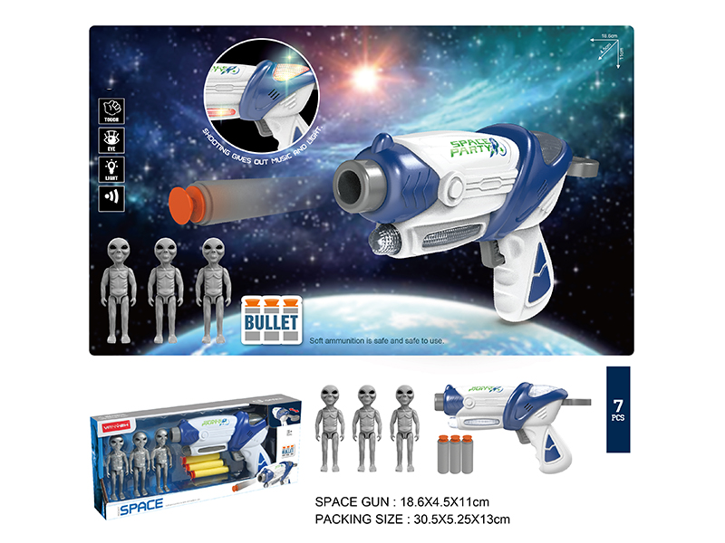 Space Soft Bullet Gun With Light+3 Aliens