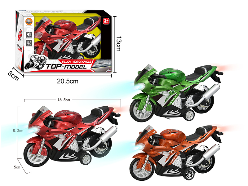 1:12 Pull Back Alloy Racing Motorcycle  With Light And Sound