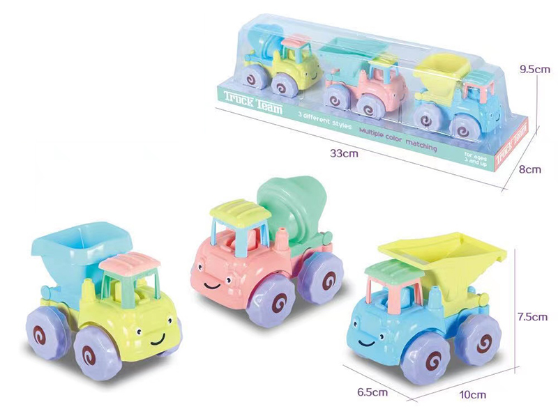 Cartoon Friction Engineering Truck 3pcs
