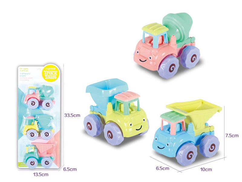 Cartoon Friction Engineering Truck 3pcs