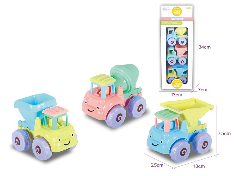 Cartoon Friction Engineering Truck 3pcs