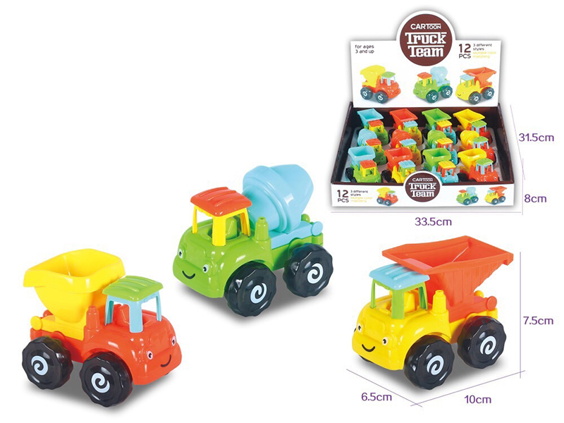 Cartoon Friction Engineering Truck 12pcs