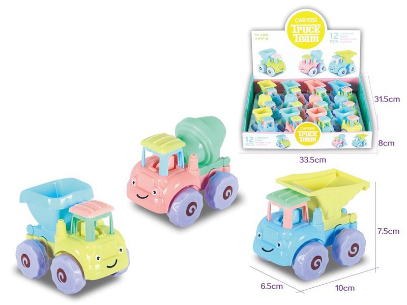 Cartoon Friction Engineering Truck 12pcs