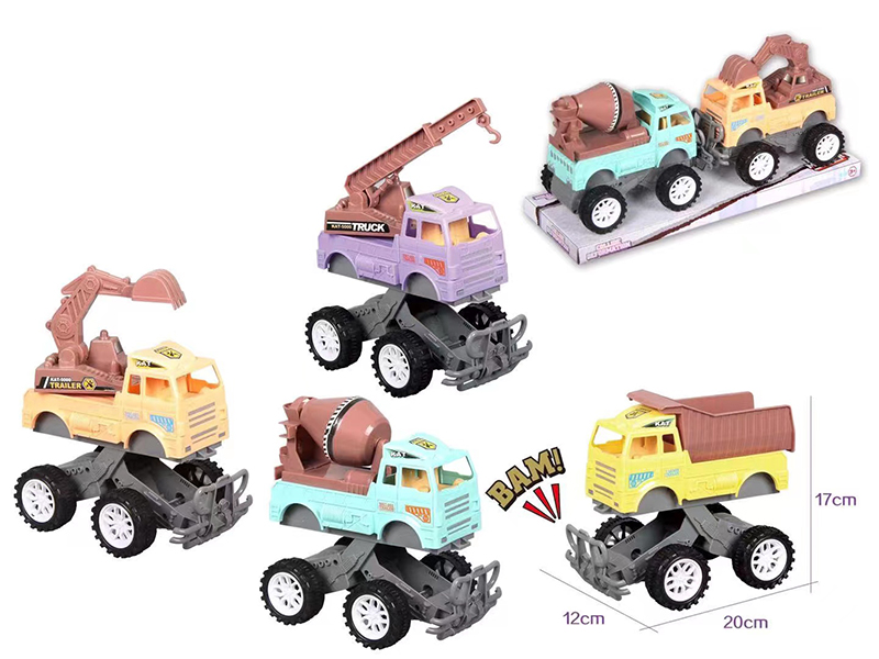 Friction Crash Bounce Engineering Truck 2PCS