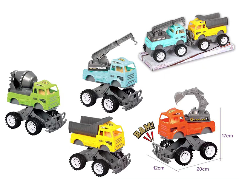 Friction Crash Bounce Engineering Truck 2PCS
