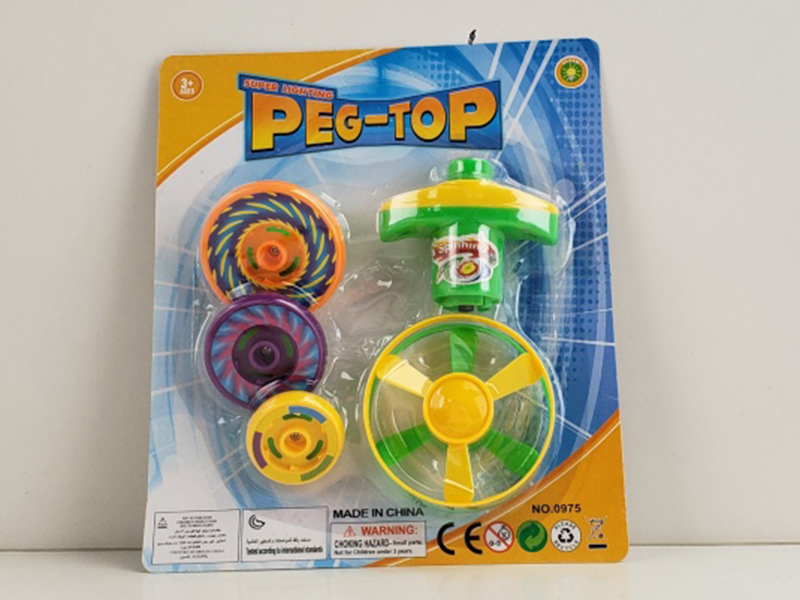 Launcher +  2 Flying Saucer + 3 Stacked Peg-Top