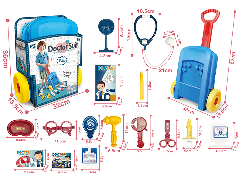 15PCS Medical Tool Trolley Case