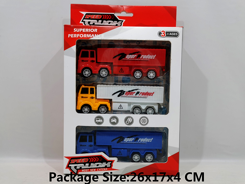 3Pcs Pull Back Container Trucks