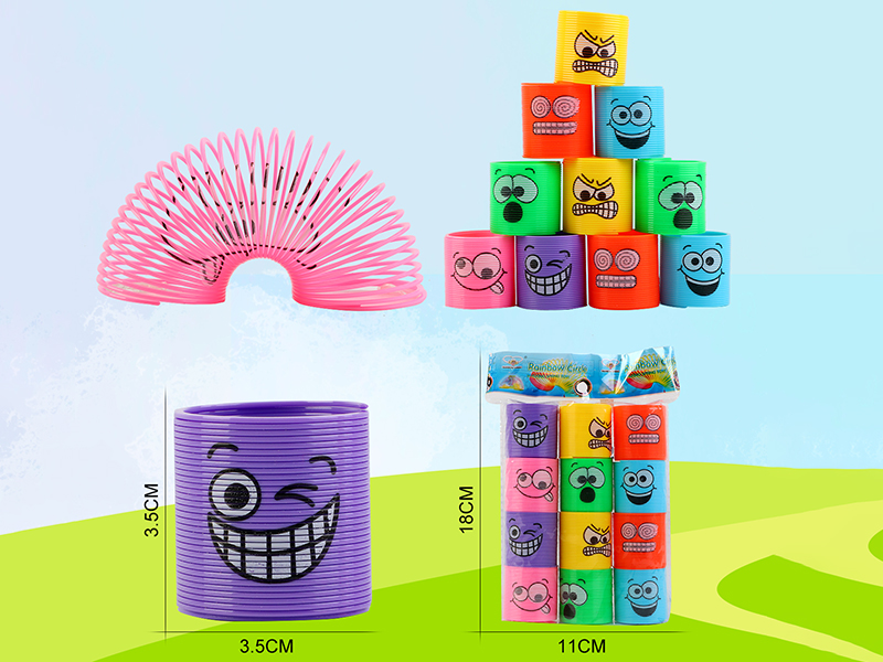 Solid Color Pad Printing Expression Face Rainbow Spring 12PCS