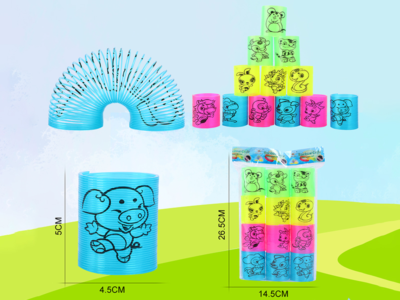 Transparent Four Colors Pad Printing 12 Zodiac Animals Rainbow Circle 12PCS