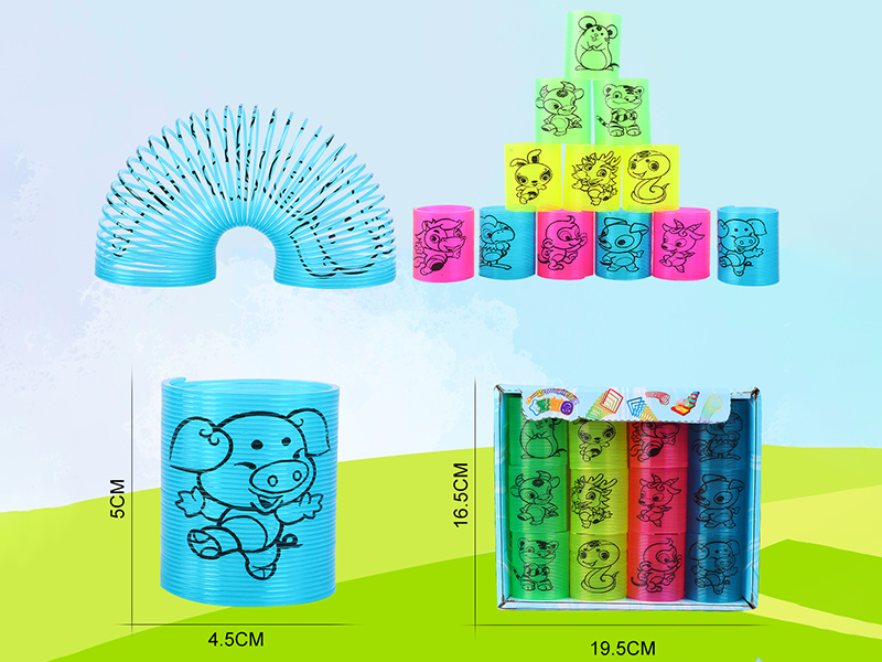 Transparent Four Colors Pad Printing 12 Zodiac Animals Rainbow Circle 12PCS