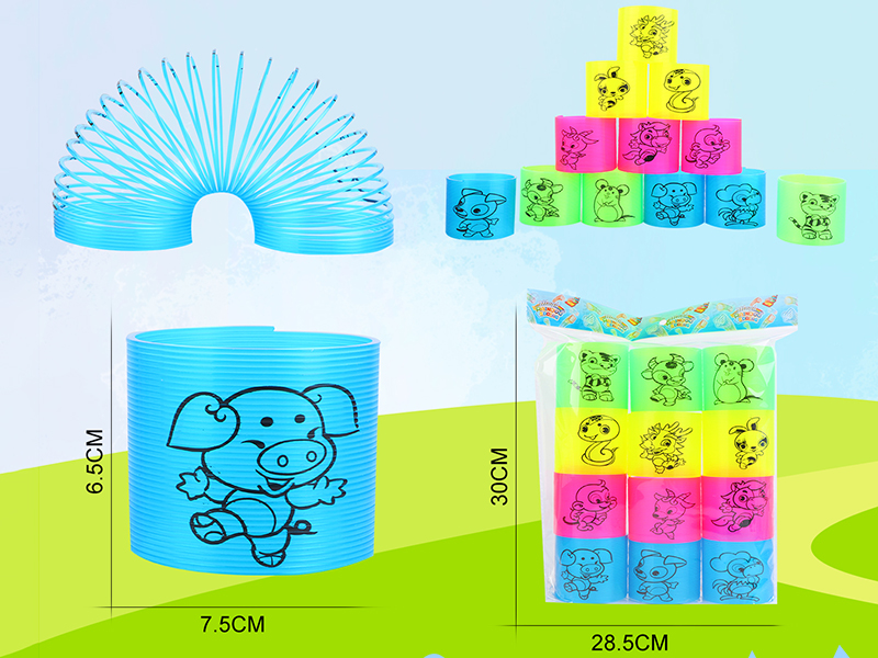 Transparent Four Colors Pad Printing 12 Zodiac Animals Rainbow Circle 12PCS