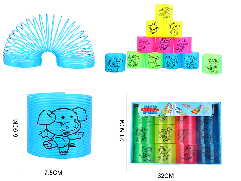 Transparent Four Colors Pad Printing 12 Zodiac Animals Rainbow Circle 12PCS