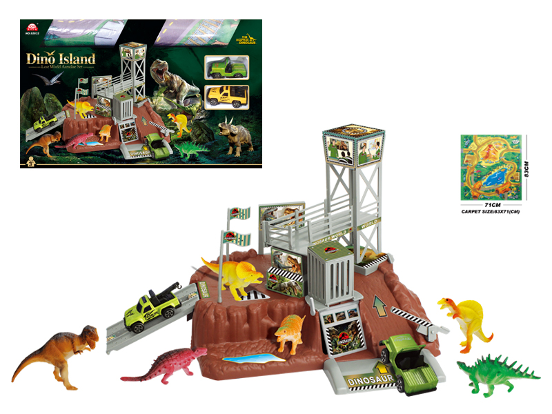 Carpet Dinosaur Track Car Park Set