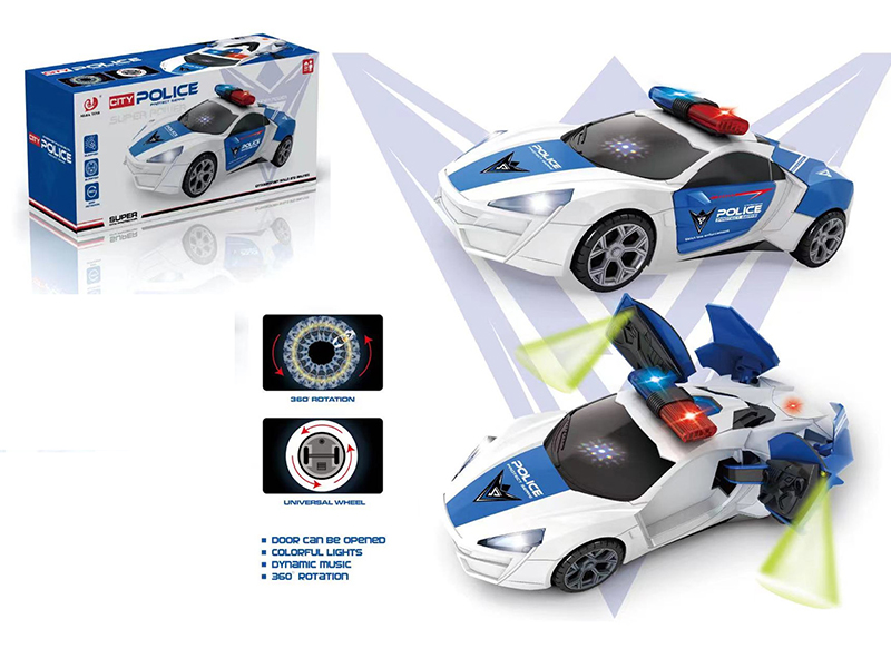 B/O Go And Bump Police Car (White,Door Can Be Opened)