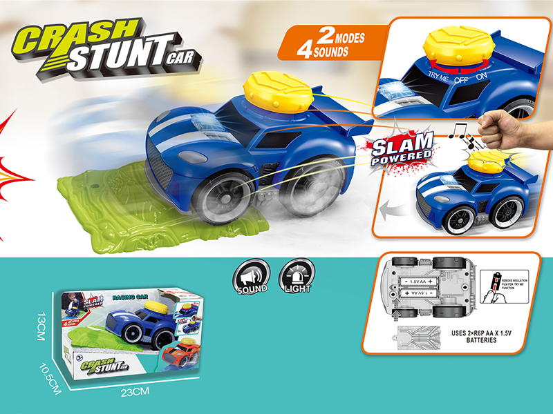 Slam Power Crash Stunt Car B/O Racing Car With Roadblock