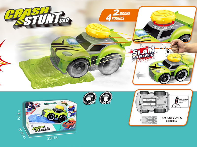 Slam Power Crash Stunt Car B/O Racing Car With Roadblock