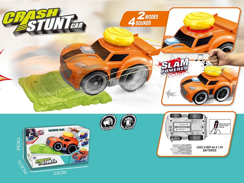 Slam Power Crash Stunt Car B/O Racing Car With Roadblock