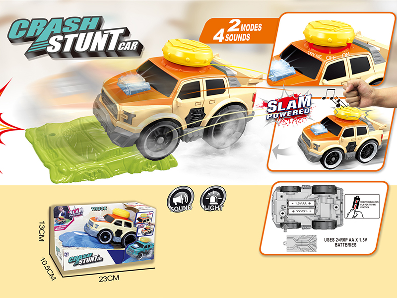Slam Power Crash Stunt Car Electric Pickup With Roadblock