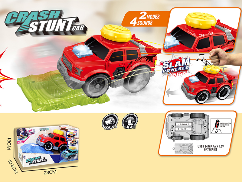 Slam Power Crash Stunt Car Electric Pickup With Roadblock