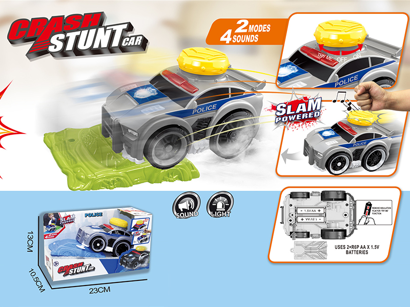Slam Power Crash Stunt Car Electric Police Car With Roadblock
