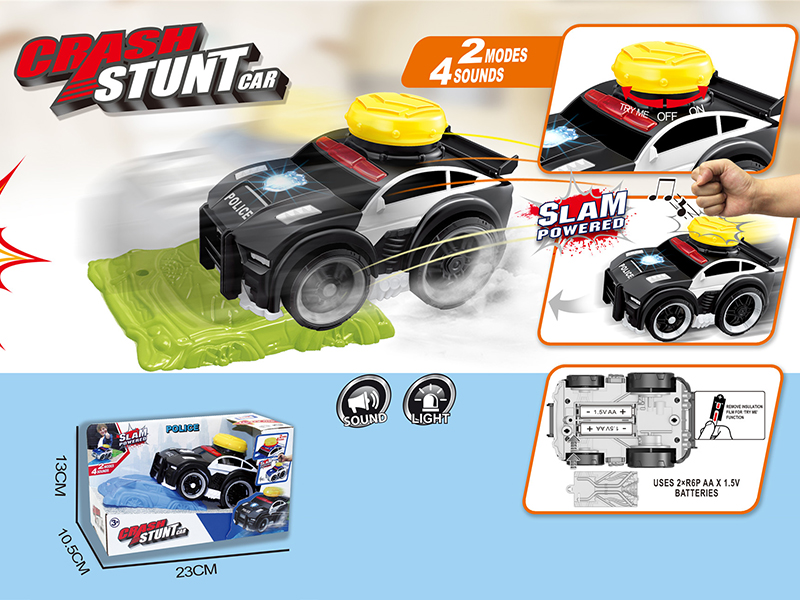 Slam Power Crash Stunt Car Electric Police Car With Roadblock