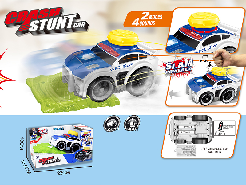 Slam Power Crash Stunt Car Electric Police Car With Roadblock