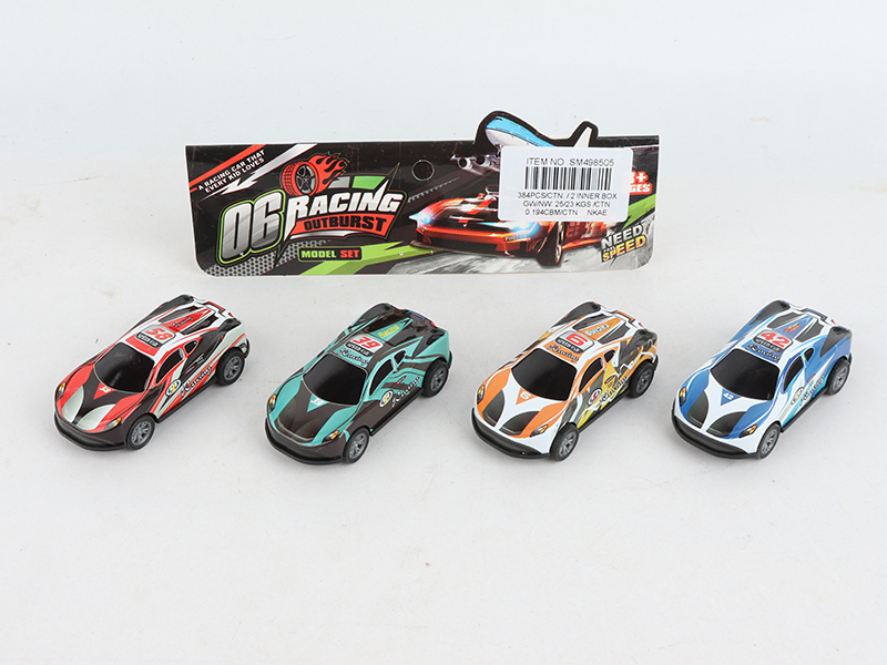 4 Metal Pull Back Racing Car