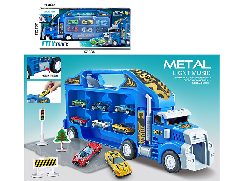 City Series Storage Container Car With 6 Alloy Cars(Slide)