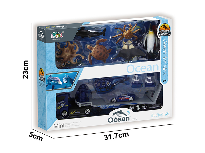 6 Simulated Sea Animal With Alloy Police Trailer(A)
