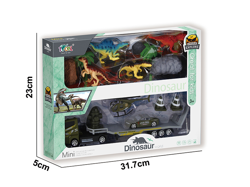 4 Simulated Dinosaur With Alloy Military Trailer(F)