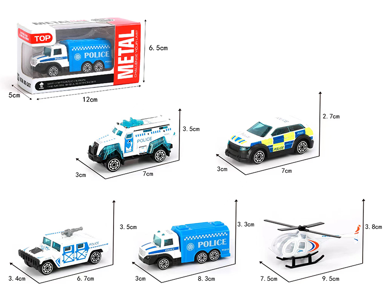 Slide Alloy Police Car 1pcs