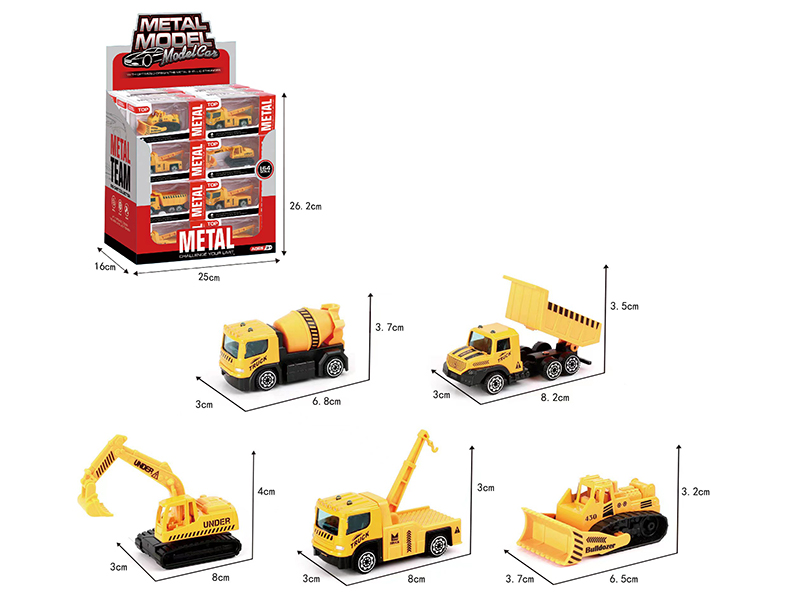 Slide Alloy Engineering Truck 24pcs