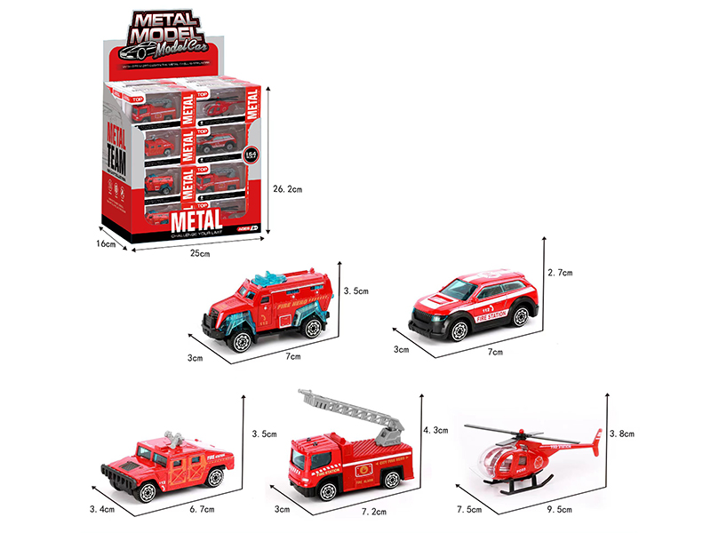Slide Alloy Fire Engine 24pcs