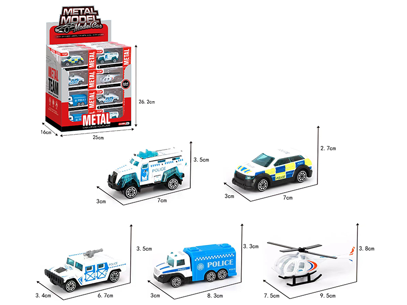 Slide Alloy Police Car 24pcs