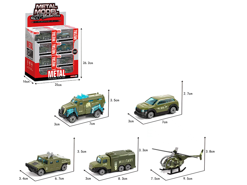 Slide Alloy Military Truck 24pcs