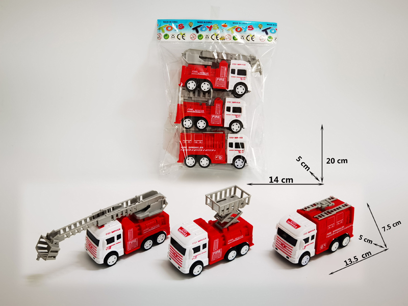 3PCS Friction Simulated Fire Truck