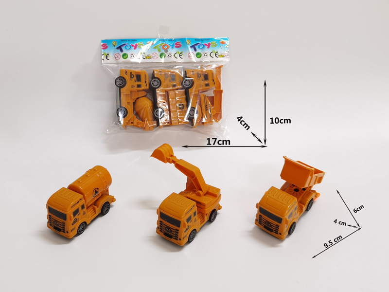 3PCS Pull Back Engineering Vehicle